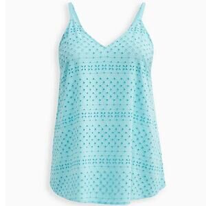 Torrid Sophie Challis Eyelet Swing Cami Light Blue Size 2